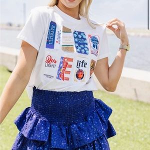 Queen of Sparkles RED, WHITE & BEER TEE Medium